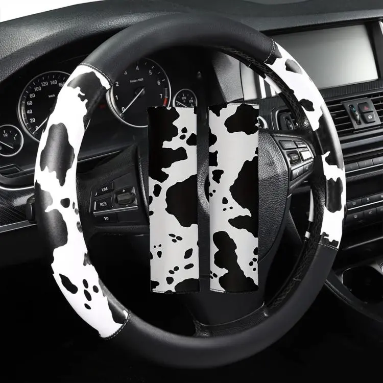 Car Cow Print Steering Wheel Cover, Diameter