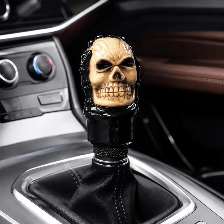 Car Customized Modified Skull Gear Shift Knob(Black Beige)