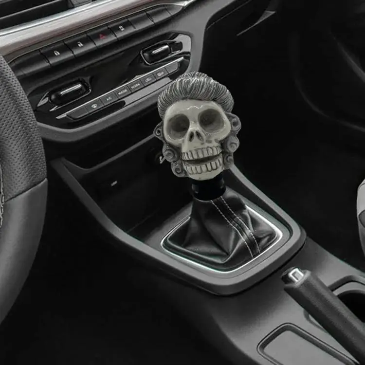 Car Customized Modified Skull Manual Gear Shift Knob(Grey Hair)