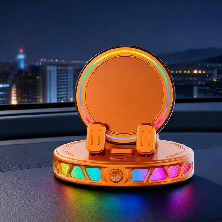Car Dashboard Automatic Locking Wireless Charger Phone Holder(Orange)