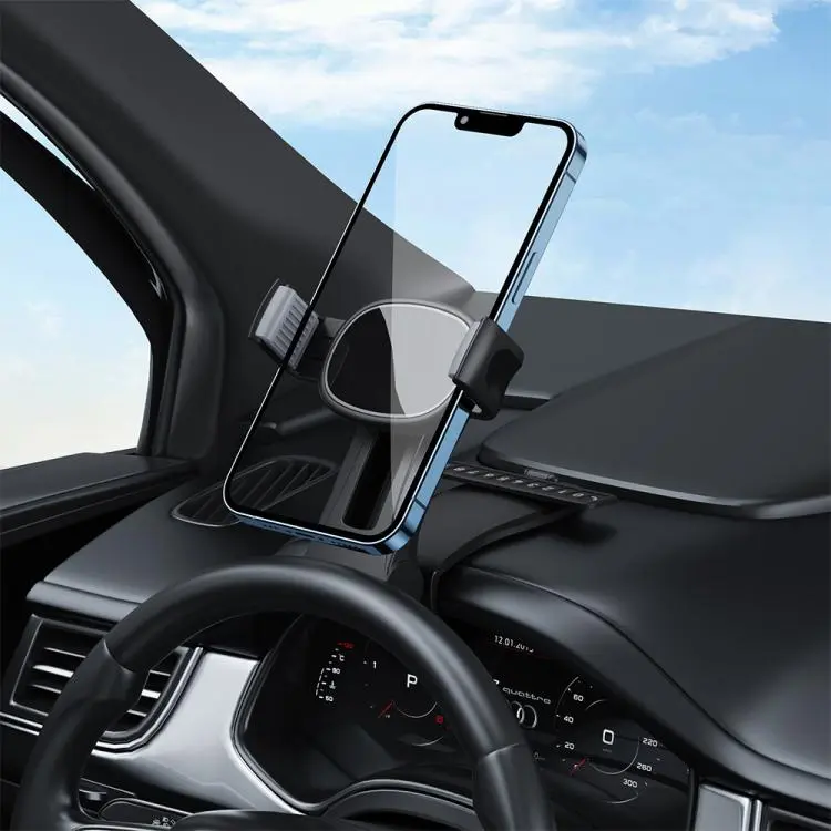 Car Dashboard Rail-Mount Phone Holder with Parking Number Plate(Black)