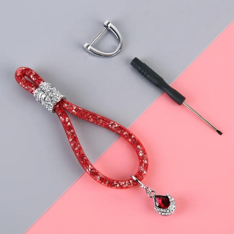 Car Diamond Metal + Plastic Keychain (Red)