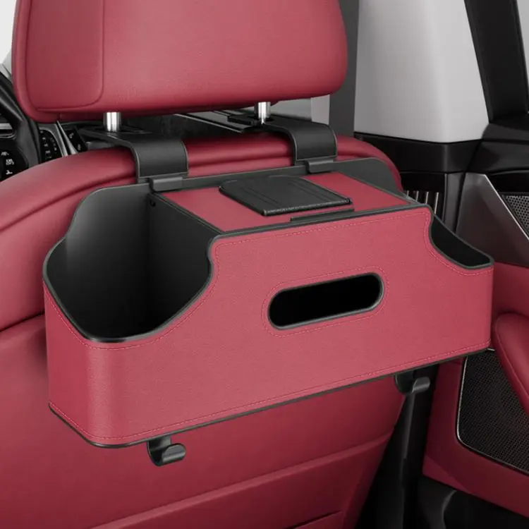 Car Seat Back Hanging Tissue Multifunctional Storage Box Water Cup Holder(Red)
