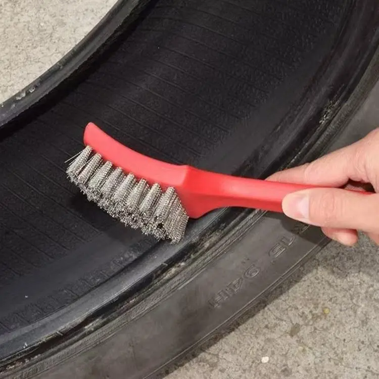 Car Tire Repair Buffing Wire Brush, Wheel Rim Steel Wire Cleaning Tool(Red)