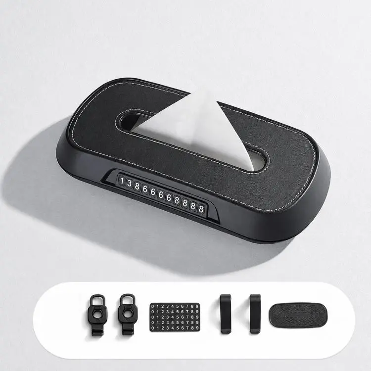 Car Tissue Box with Temporary Parking Phone Number Card, Model