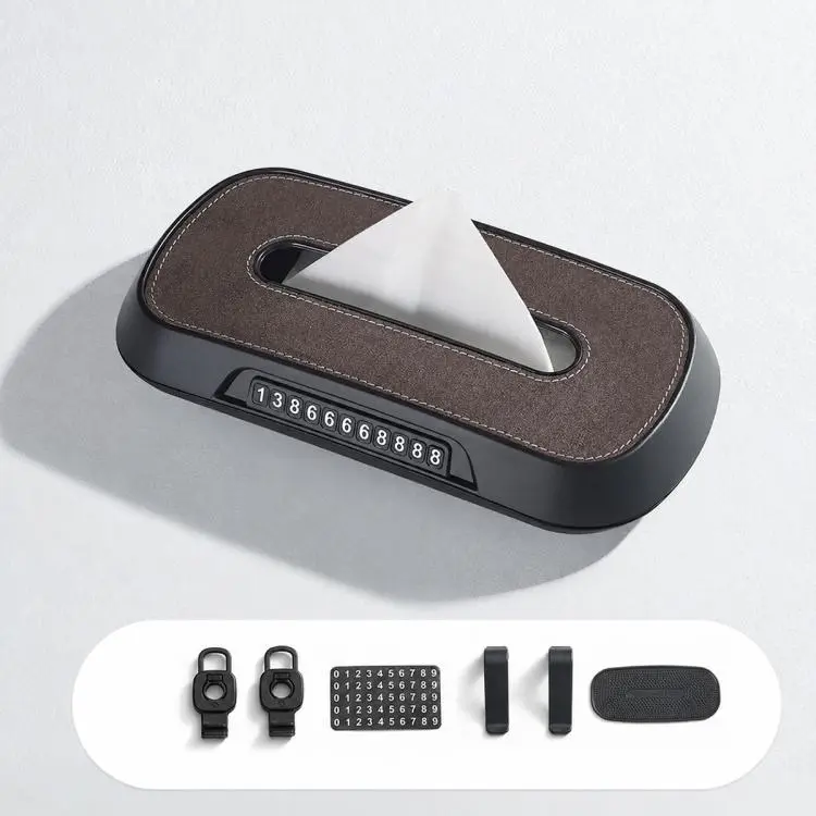Car Tissue Box with Temporary Parking Phone Number Card, Model