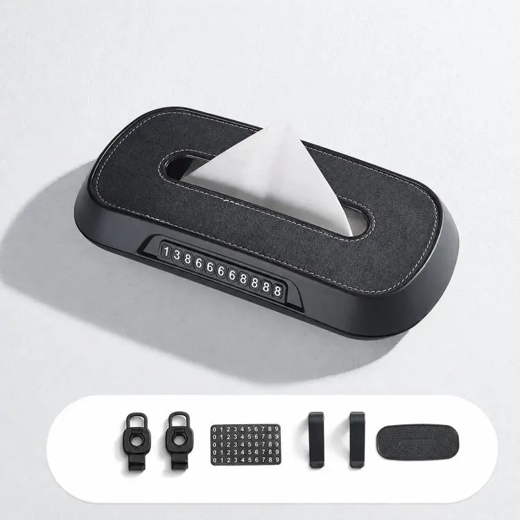 Car Tissue Box with Temporary Parking Phone Number Card, Model
