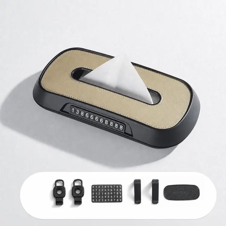 Car Tissue Box with Temporary Parking Phone Number Card, Model