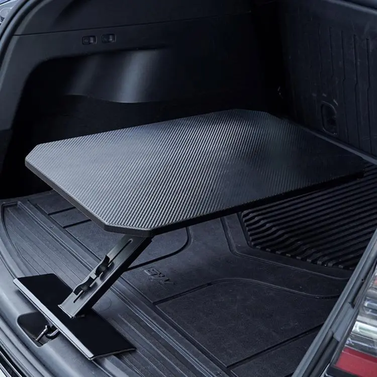 Car Trunk Table Board Portable Wooden Carbon Fiber Texture Folding Camping Table for Vehicle Tailgate, Outdoor Picnic and BBQ(Black)