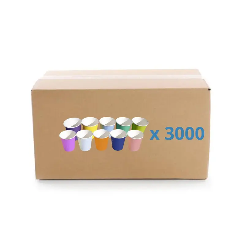 Carton de 3000 Gobelets papier 20 cl - 10 coloris au choix - Medi Stock