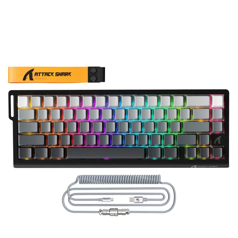 Clavier sans fil ATTACK SHARK X68 PRO HE à déclenchement rapide avec câble spiralé