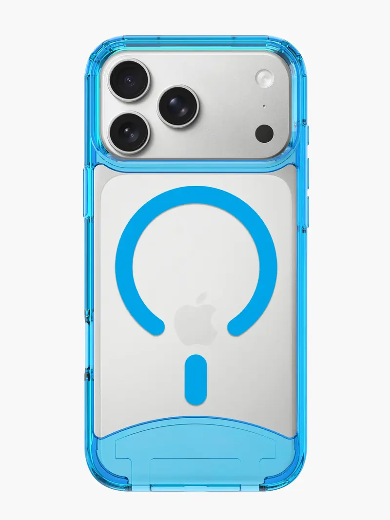 Clear Neon Blue iPhone Case (MagSafe)