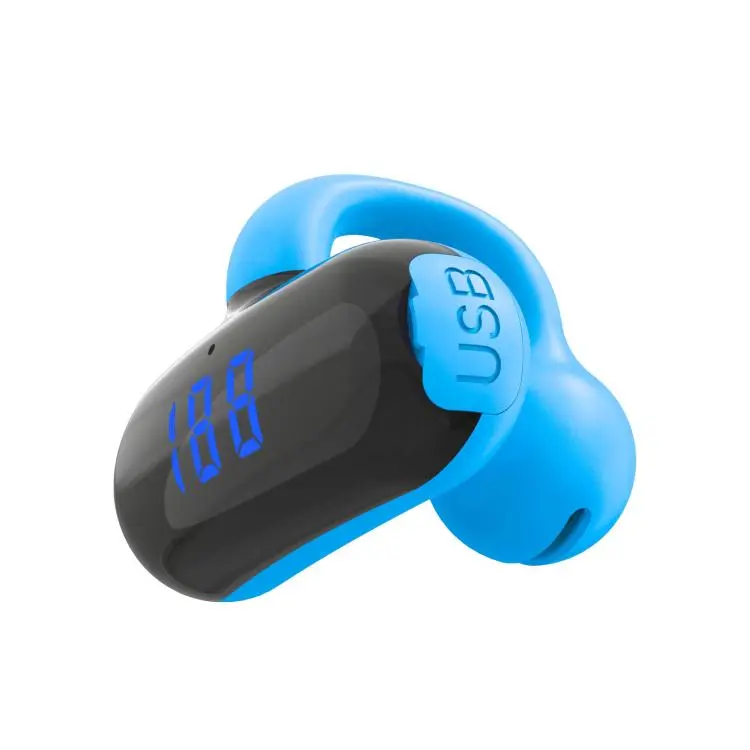 Clip-on Bluetooth Headphones Digital Display Air Conductive Technology(Blue)