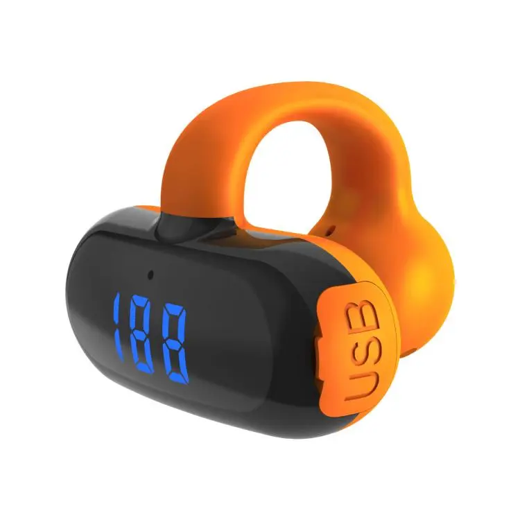 Clip-on Bluetooth Headphones Digital Display Air Conductive Technology(Orange)