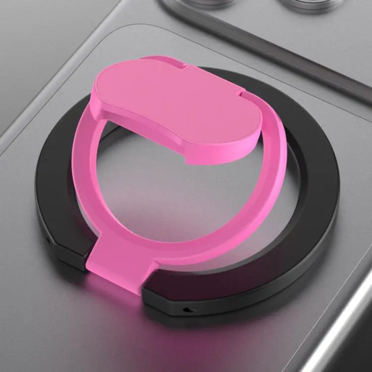 Color Block Folding Double-sided Magnetic Ring Phone Holder(Black Rose)