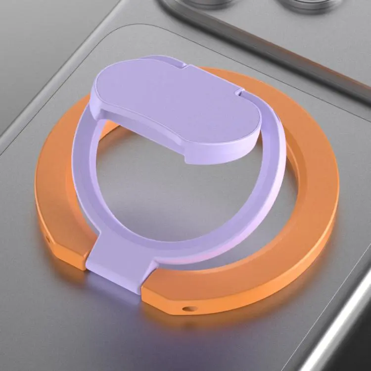 Color Block Folding Double-sided Magnetic Ring Phone Holder(Orange Purple)