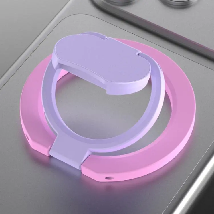 Color Block Folding Double-sided Magnetic Ring Phone Holder(Pink Purple)