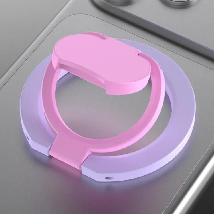 Color Block Folding Double-sided Magnetic Ring Phone Holder(Purple Pink)