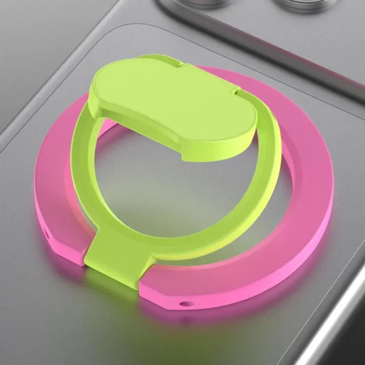 Color Block Folding Double-sided Magnetic Ring Phone Holder(Rose Green)
