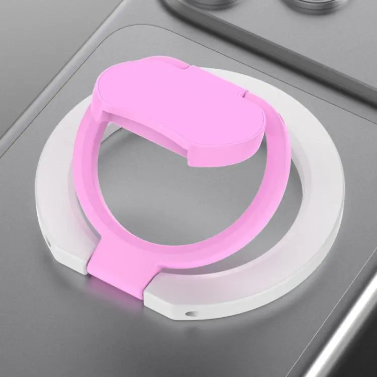 Color Block Folding Double-sided Magnetic Ring Phone Holder(Whit Pink)