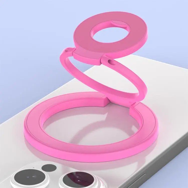 Colorful Design Multi-Functional 360 Degree Rotation Ring Buckle Magnetic Phone Holder(Rose Red)