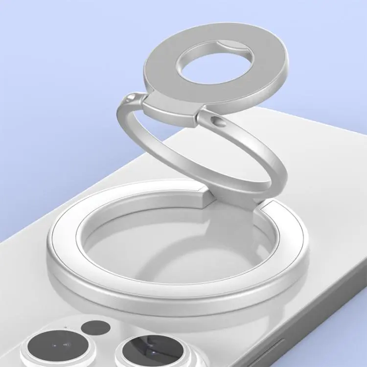 Colorful Design Multi-Functional 360 Degree Rotation Ring Buckle Magnetic Phone Holder(Silver)