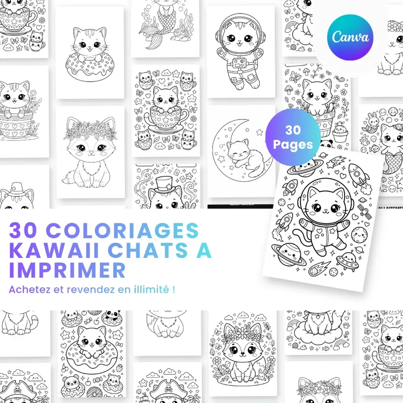 Coloriage Chat Kawaii