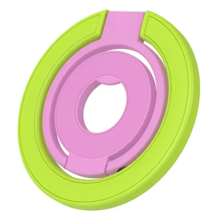 Contrast Color Design Multi-Functional 360 Degree Rotation Ring Buckle Magnetic Phone Holder(Grass Green Pink)