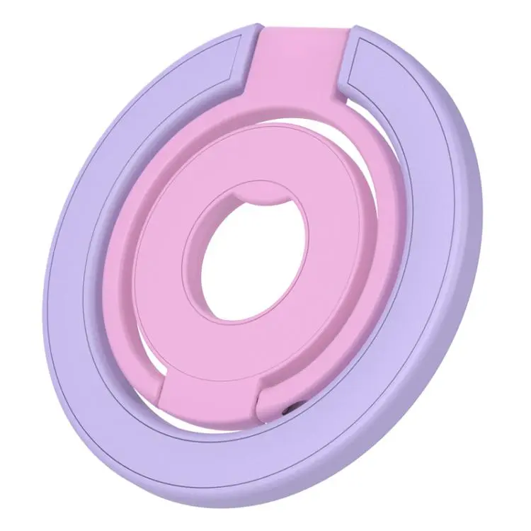 Contrast Color Design Multi-Functional 360 Degree Rotation Ring Buckle Magnetic Phone Holder(Light Purple Pink)