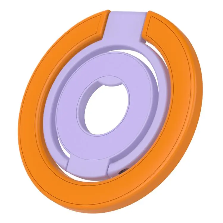 Contrast Color Design Multi-Functional 360 Degree Rotation Ring Buckle Magnetic Phone Holder(Orange Light Purple)