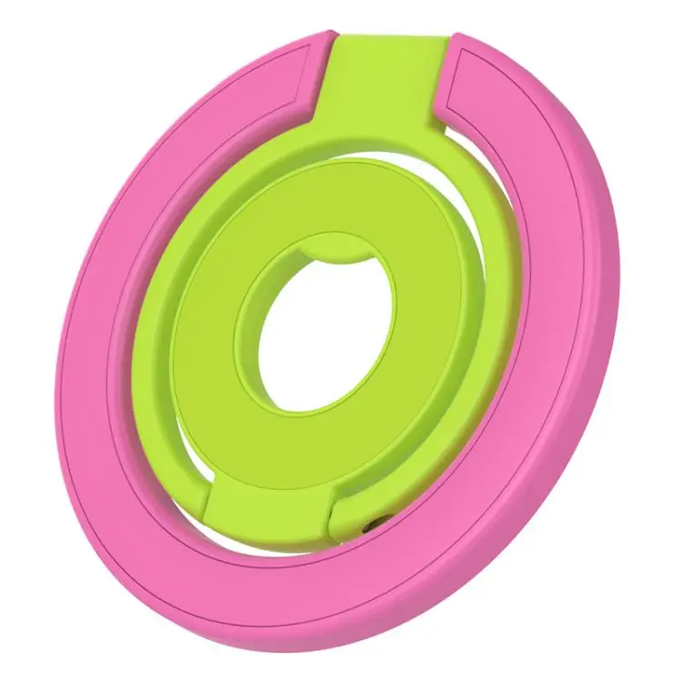 Contrast Color Design Multi-Functional 360 Degree Rotation Ring Buckle Magnetic Phone Holder(Rose Red Grass Green)