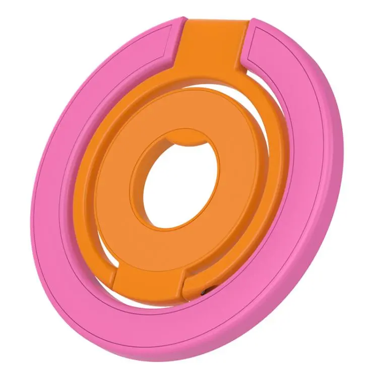 Contrast Color Design Multi-Functional 360 Degree Rotation Ring Buckle Magnetic Phone Holder(Rose Red Orange)