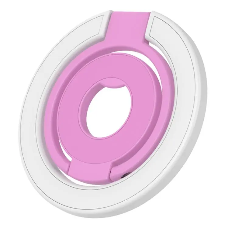 Contrast Color Design Multi-Functional 360 Degree Rotation Ring Buckle Magnetic Phone Holder(White Pink)