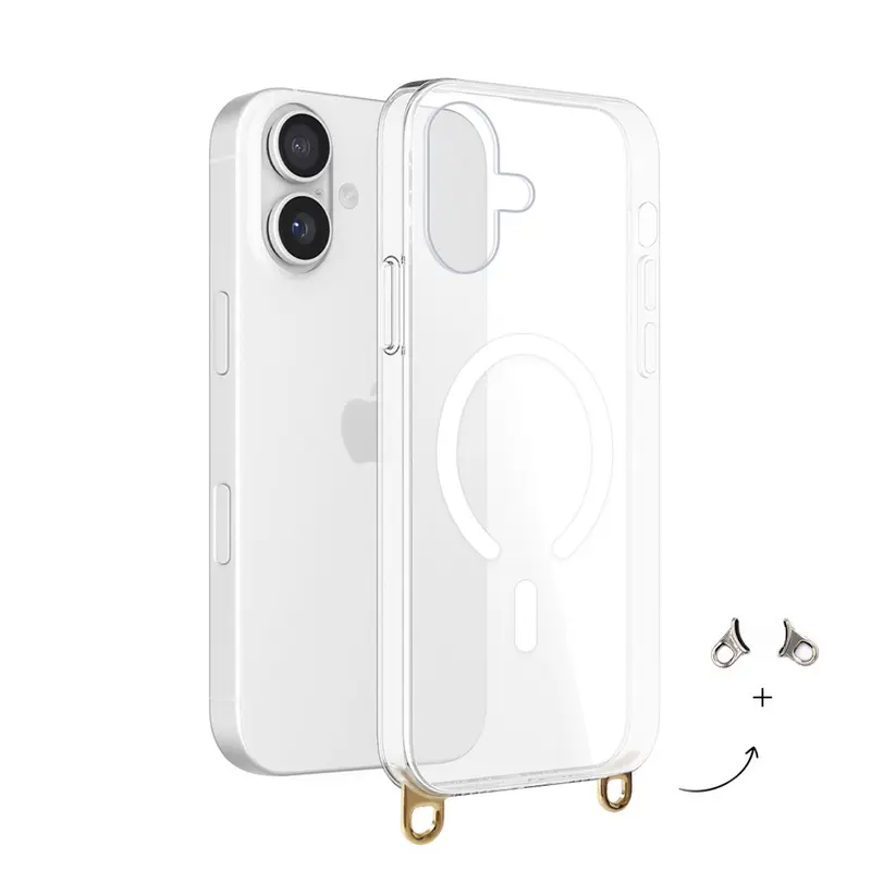 Coque MagSafe avec anneaux amovibles Or et Argent pour iPhone 17