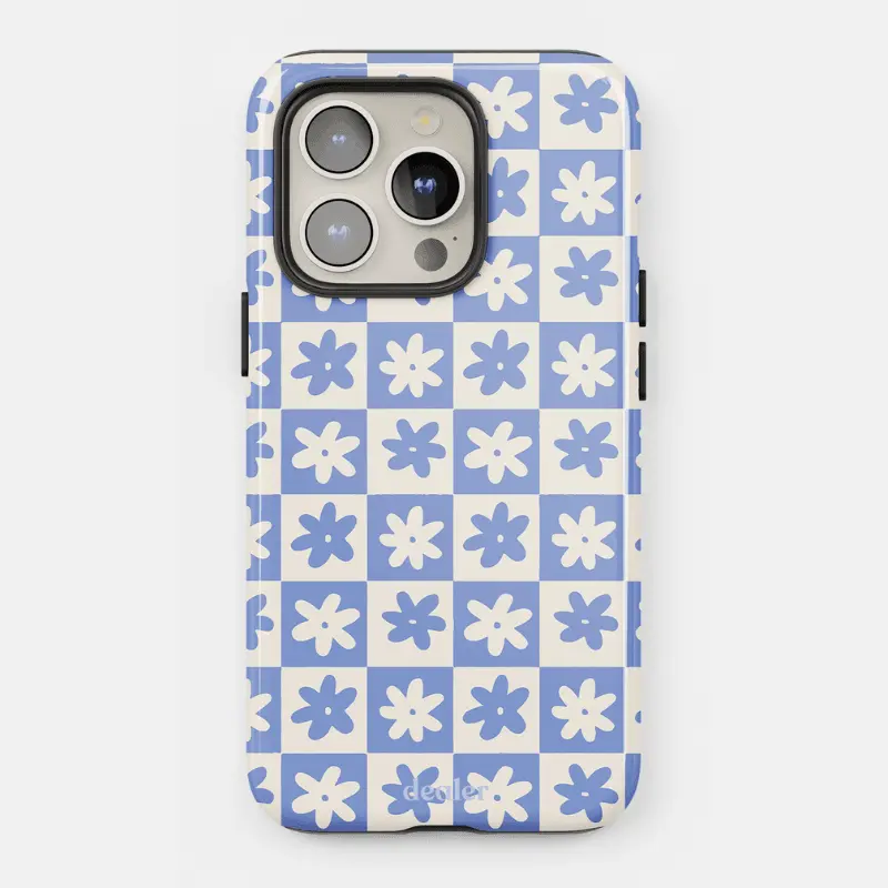 Coque Premium Carré de fleurs bleues