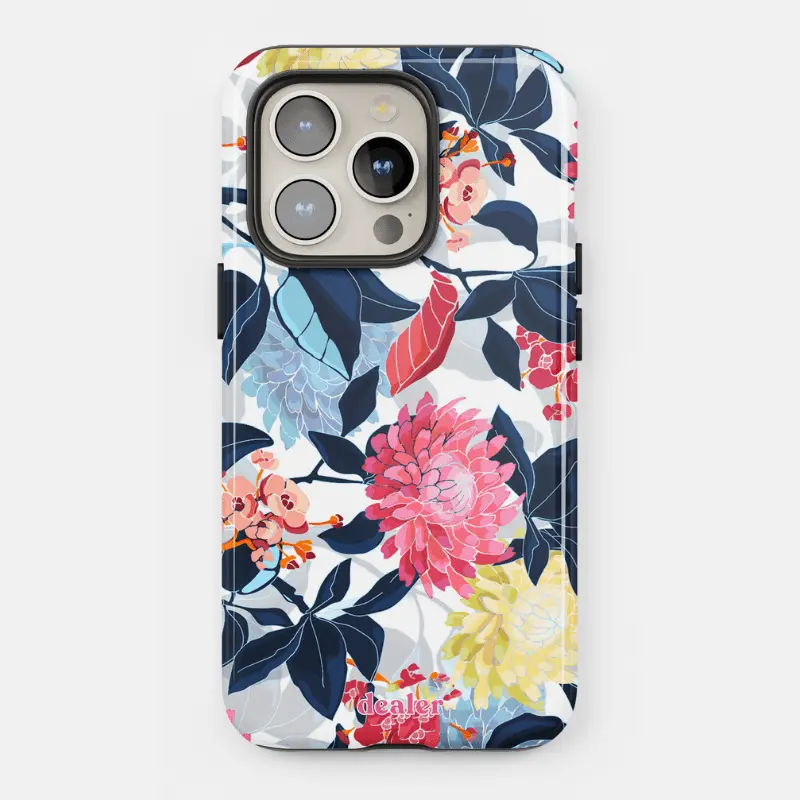 Coque Premium Fleurs roses et bleues