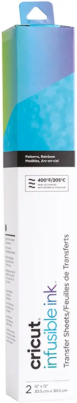 CRICUT - 2 F. TRANSFERT INFUSIBLE INK 30,5X30,5 CM ARC-EN-CIEL
