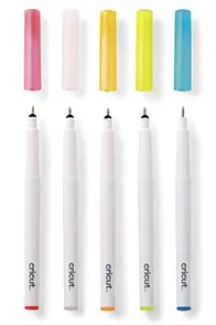 CRICUT - 5 STYLOS GEL OPAQUE BLEU-JAUNE-ROSE-ORANGE-BLANC
