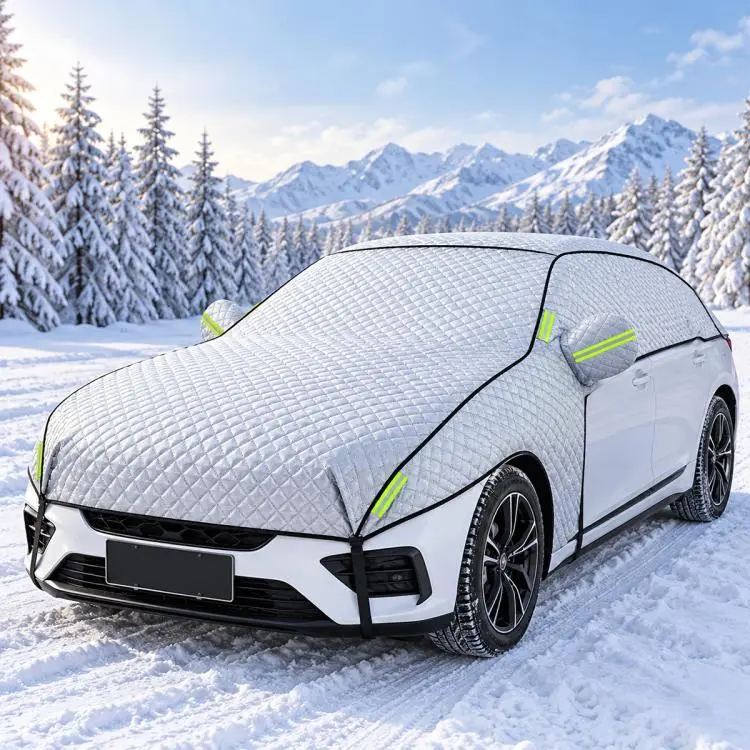 CT-XD990 Full Cover Car Snow Shield Windshield Cover with 6 Straps & PEVA Aluminized Film(Silver)