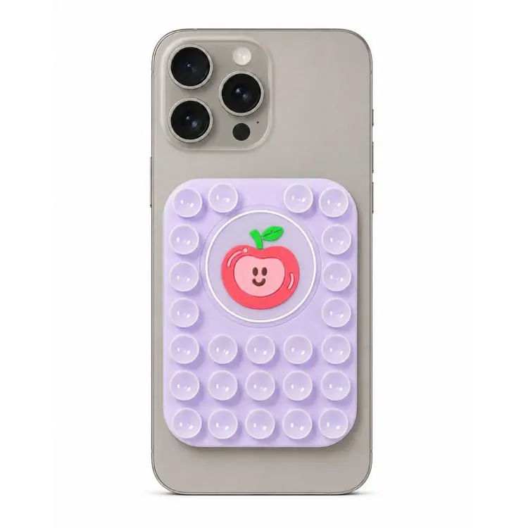 Cute Apple Reusable Silicone Magnetic Phone Holder(Lavender)