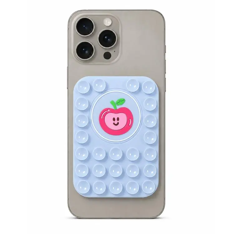 Cute Apple Reusable Silicone Magnetic Phone Holder(Light Blue)