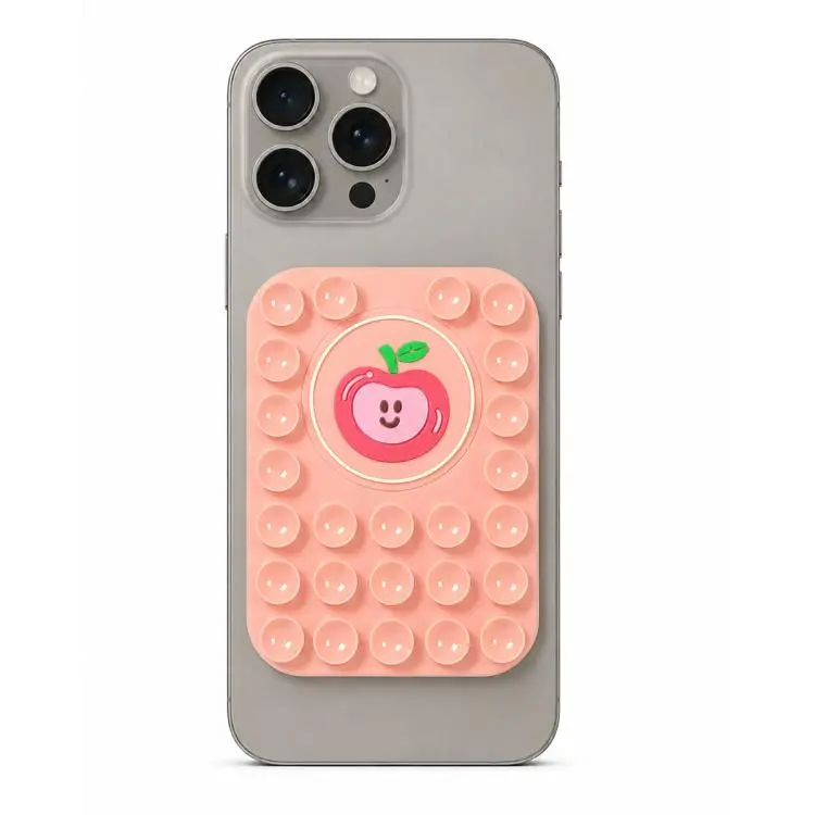 Cute Apple Reusable Silicone Magnetic Phone Holder(Pink)