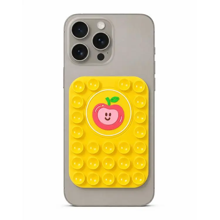 Cute Apple Reusable Silicone Magnetic Phone Holder(Yellow)