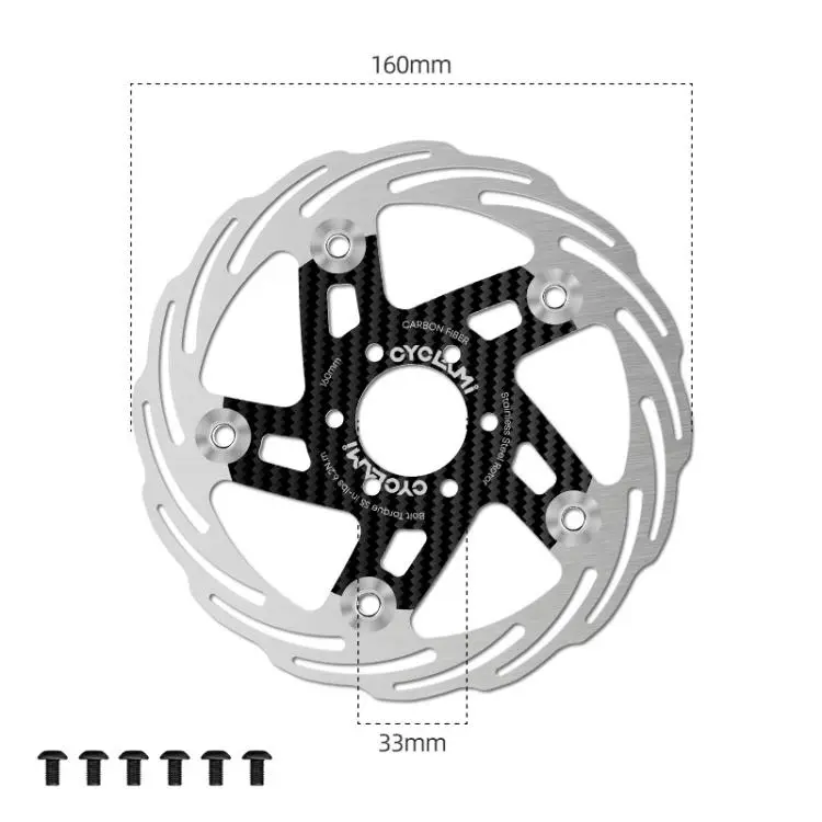 CYCLAMiI Bicycle Ultra-Lightweight Carbon Fiber Brake Rotor Center-lock 6-bolt Disc Brake, Spec
