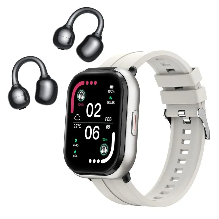 D12 2.01 inch TFT Screen Smart Bluetooth Watch & Headphone 2 in 1 Support Wireless Calling(Silver)