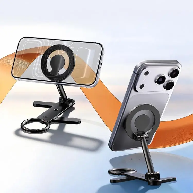 D73-1 360 Degree Rotating Foldable Double-Sided Magnetic Phone Holder for All-Scene Use(Black)
