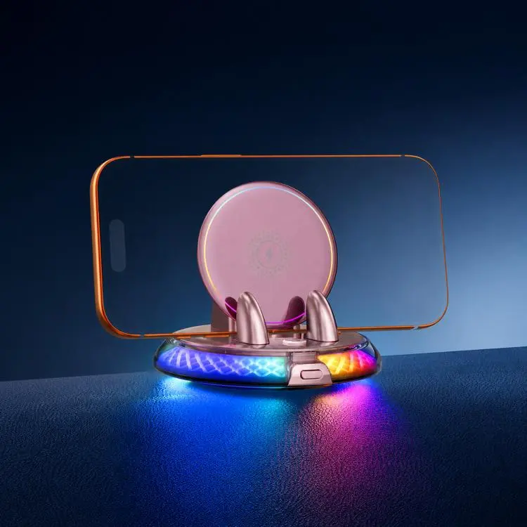 D9 Self-adhesive Rotating Base Car Wireless Charging Phone Holder(Pink)