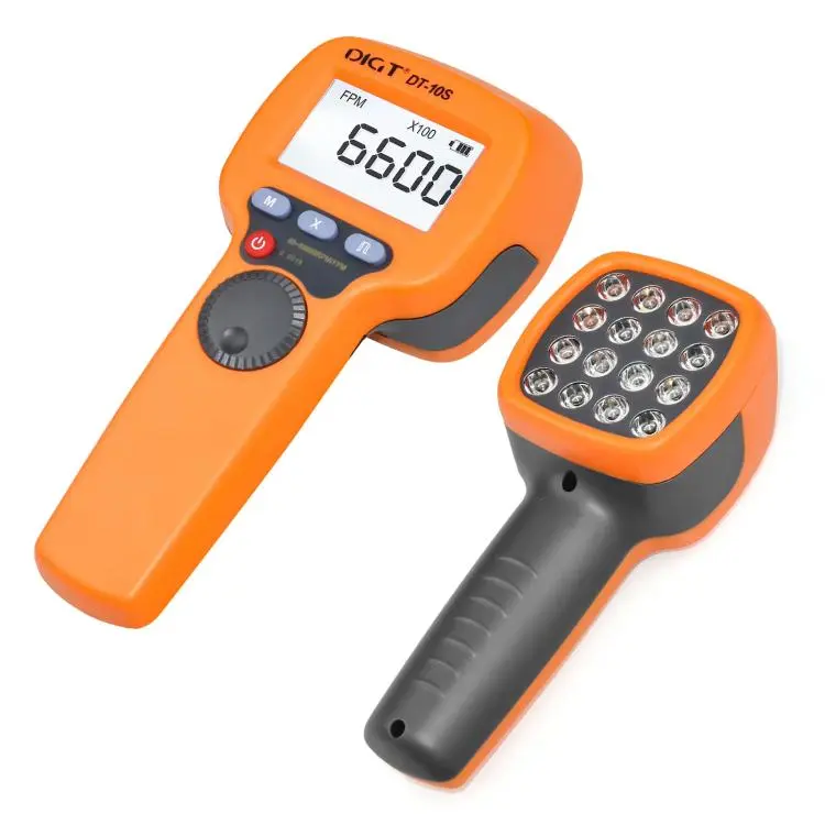 DIGT DT-10S Handheld Digital Stroboscope Tachometer 60-99999 RPM Non-Contact Tachometer with 1500 LUX LED Light(Orange)