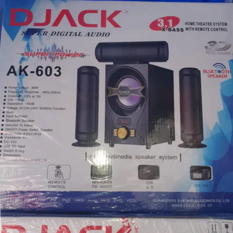 DJACK DJ603 3.1Ch Bluetooth, USB, FM Multimedia Home Theater - Brand New
