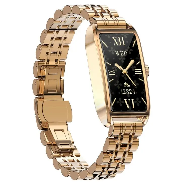 Dora T 1.13 inch AMOLED Screen IP68 Waterproof Lady Smart Watch, Supports Health Monitoring(Steel Strap Rose Gold)
